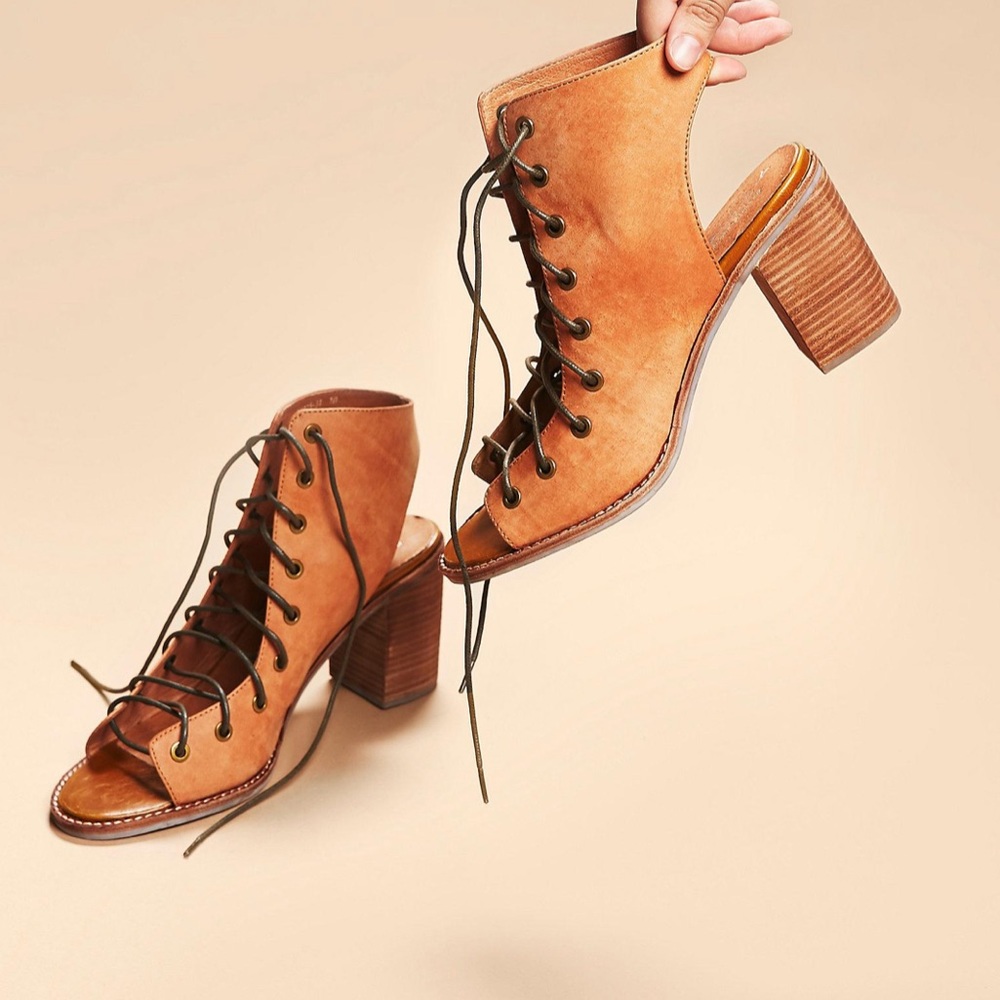 free people lace up 3.5 block heel